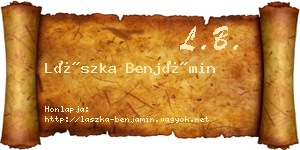 Lászka Benjámin névjegykártya