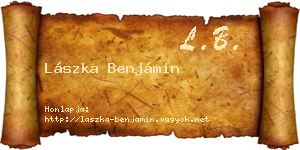 Lászka Benjámin névjegykártya